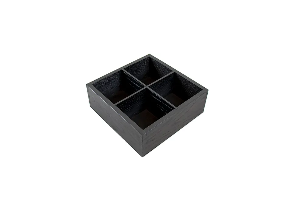 Select Concept BQ720B Tea Box Utensil Holder, 7.87W x 7.87D x 2.87H, Wood, Black/Cherry Oak Finish