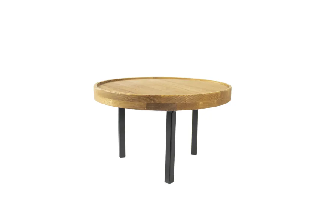 Select Concept BQ803L Round Medium Display Riser, 12.590"x12.590"x7.750" Oak Wood Legs, Black Base