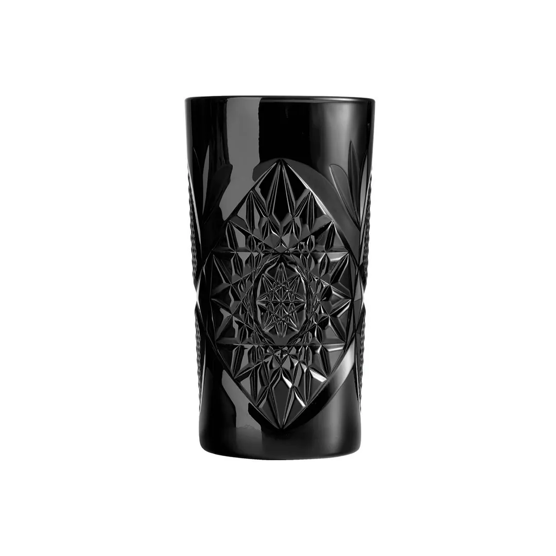 ONIS O-1006198 Cooler Glass – 3.28" Stemless Glass, 16 oz Capacity, Icon Black Soda Lime