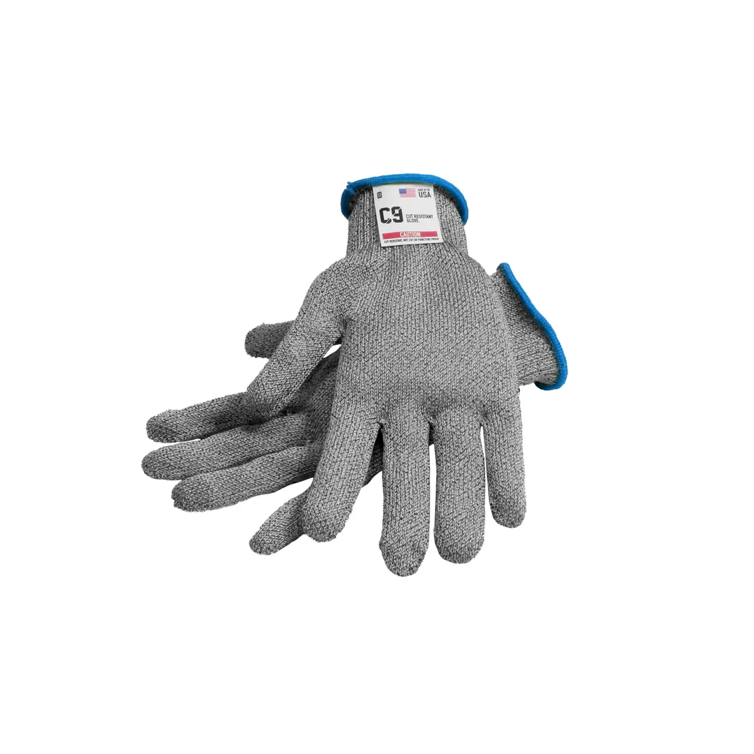 Alfa International 3025 Cut‑Resistant Glove, Large, Stainless Steel & Aramid Fiber, Blue Cuff