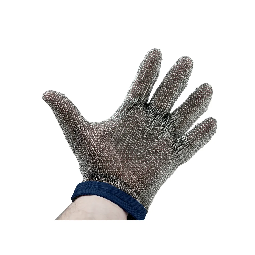 Alfa International 515 L Cut Resistant Glove – Mesh, Steel Rings, Blue Wristband Snap – 1/Case