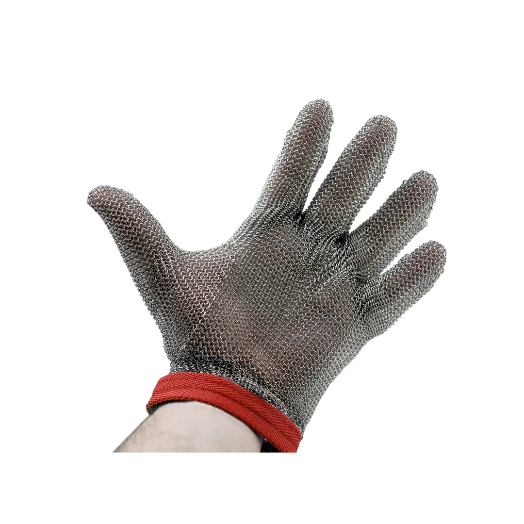 Alfa International 515 M Cut‑Resistant Glove, Medium, Steel Rings, Wristband Snap, USA Made - 1/Case