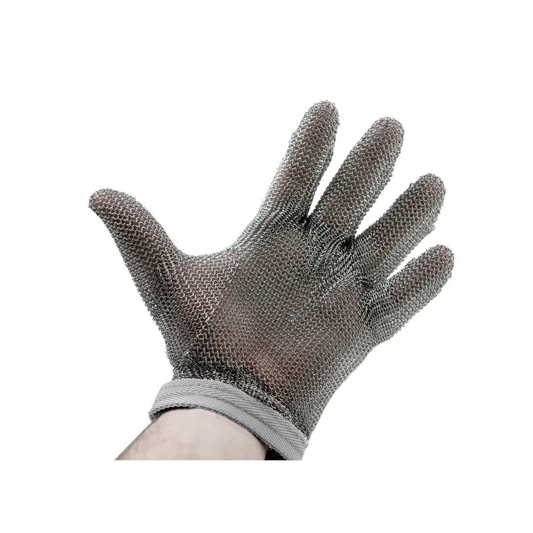 Alfa International 515 S Cut Resistant Mesh Glove, Small, Stainless Steel Rings, Wristband Snap - Set