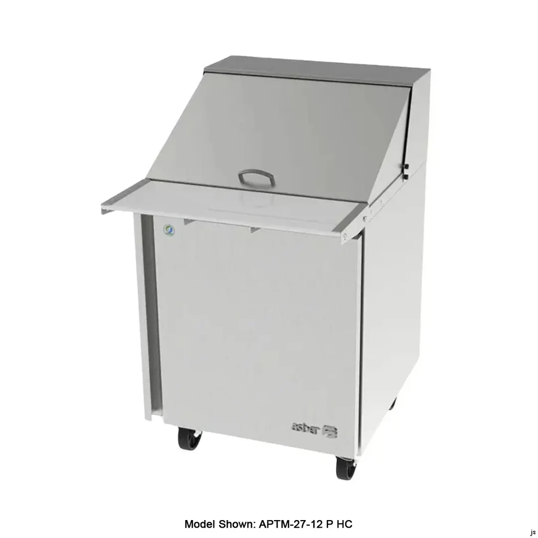 Asber APTM 27 12 P 27" 1-Door Mega Top Sandwich and Salad Prep Table, 12 Pans, Stainless Steel