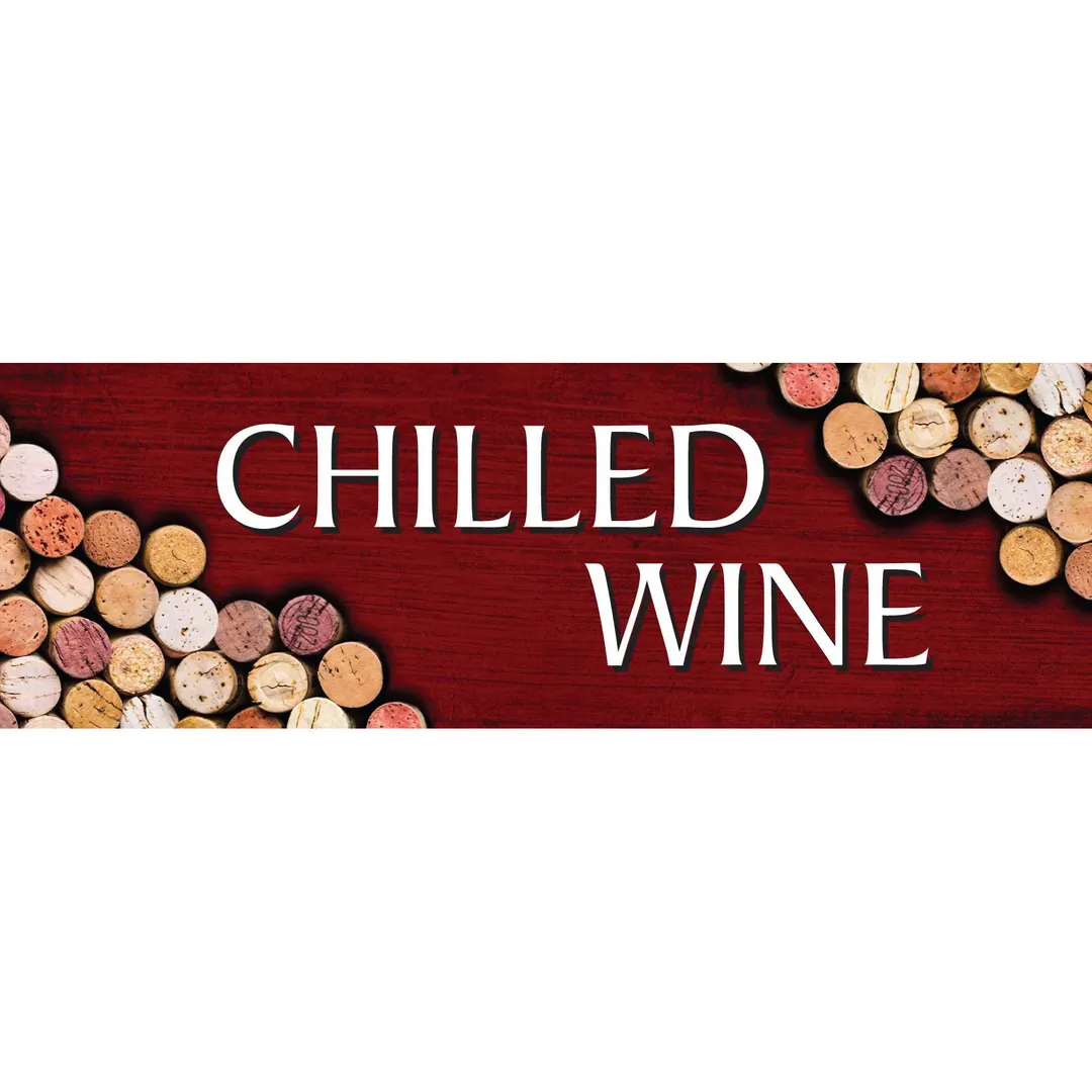 Beverage Air 409-418C-065 Cork Chilled Wine Sign for MMR23, Premium Sign/Menu, White Vinyl, 12" x 8"