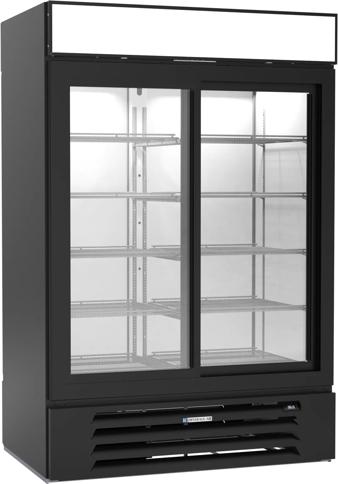 Beverage Air MMR45HC-B-PT 48" 2-Glass Door Merchandiser Refrigerator, Pass-Thru, 48.05 cu. ft., Black