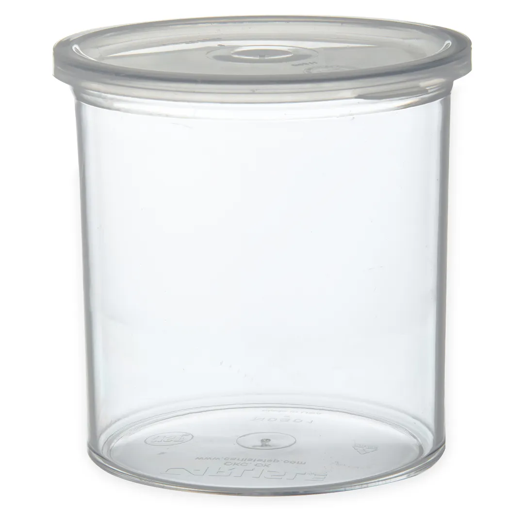Carlisle 030107 Classic Crock, 1.2 qt., Clear, SAN, Snap-on Lid, Dishwasher Safe - 1/Each