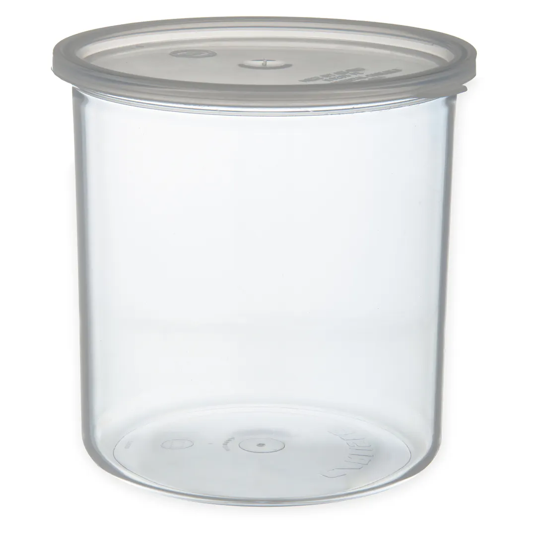Carlisle 030207 Classic Crock, 2.7 Qt Clear SAN Round 6" Diameter, Snap-On Lid, Dishwasher Safe
