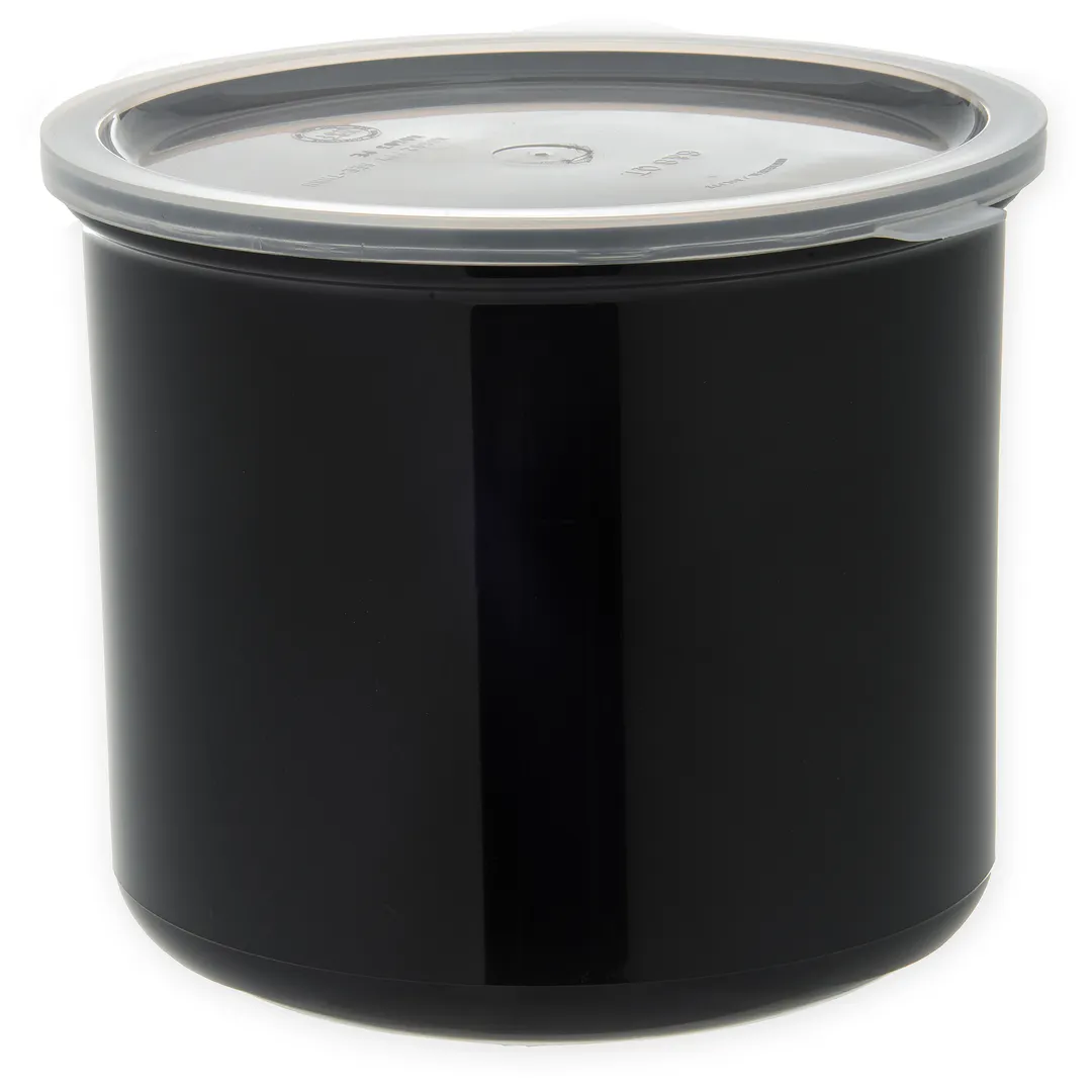 Carlisle 030403 Crock, 4 qt., Black SAN, 7" Diameter, Snap-On Lid, Dishwasher Safe, 0°F‑180°F
