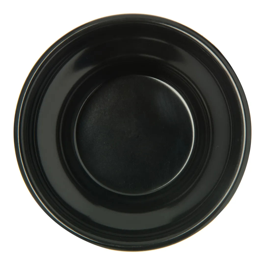 Carlisle 087503 - 5 oz Round Salsa Dish, 4" Black Melamine, Dishwasher Safe, Stackable, BPA Free