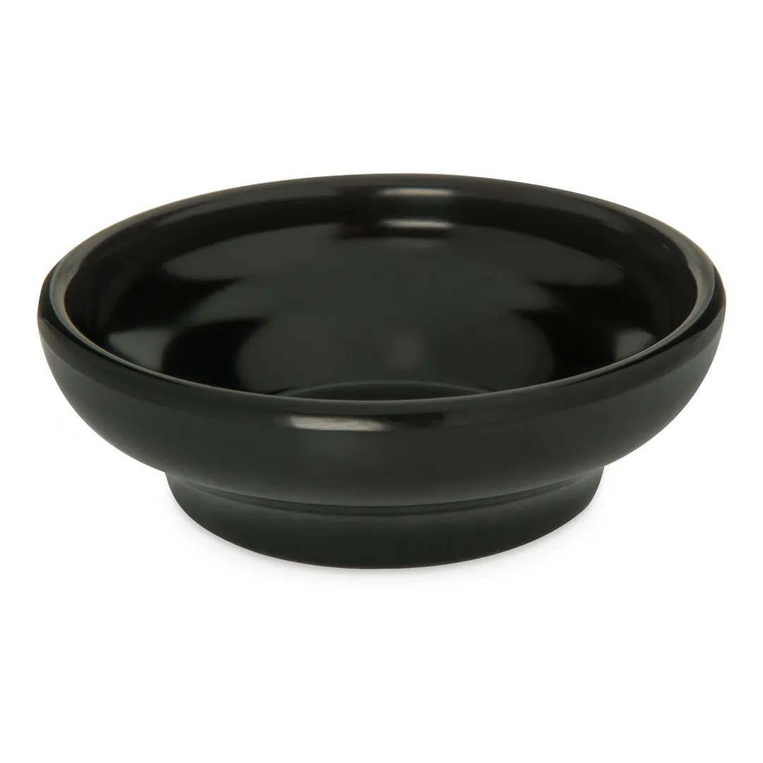 Carlisle 087503 - 5 oz Round Salsa Dish, 4" Black Melamine, Dishwasher Safe, Stackable, BPA Free
