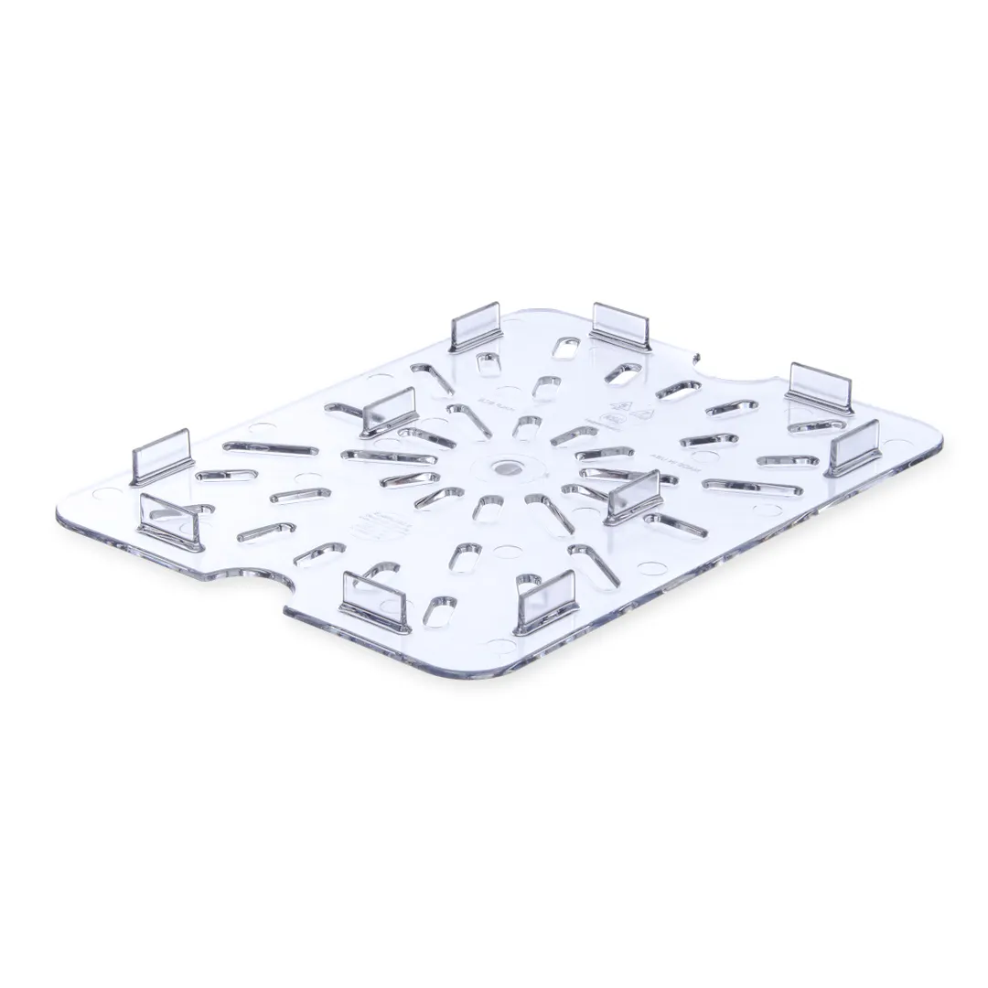 Carlisle 1023507 StorPlus Drain Shelf, 1/2-Size Food Pan, Footed, Polycarbonate, Clear