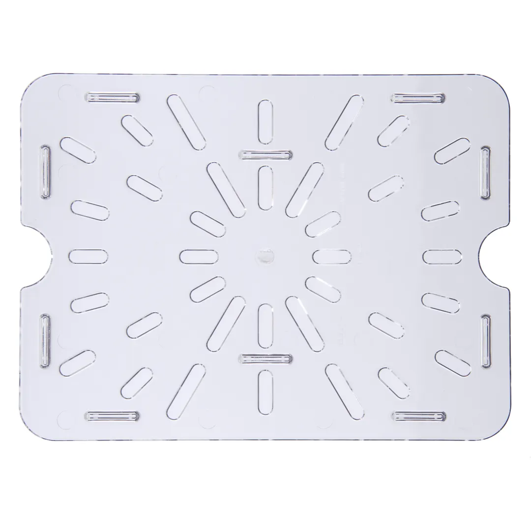 Carlisle 1023507 StorPlus Drain Shelf, 1/2-Size Food Pan, Footed, Polycarbonate, Clear