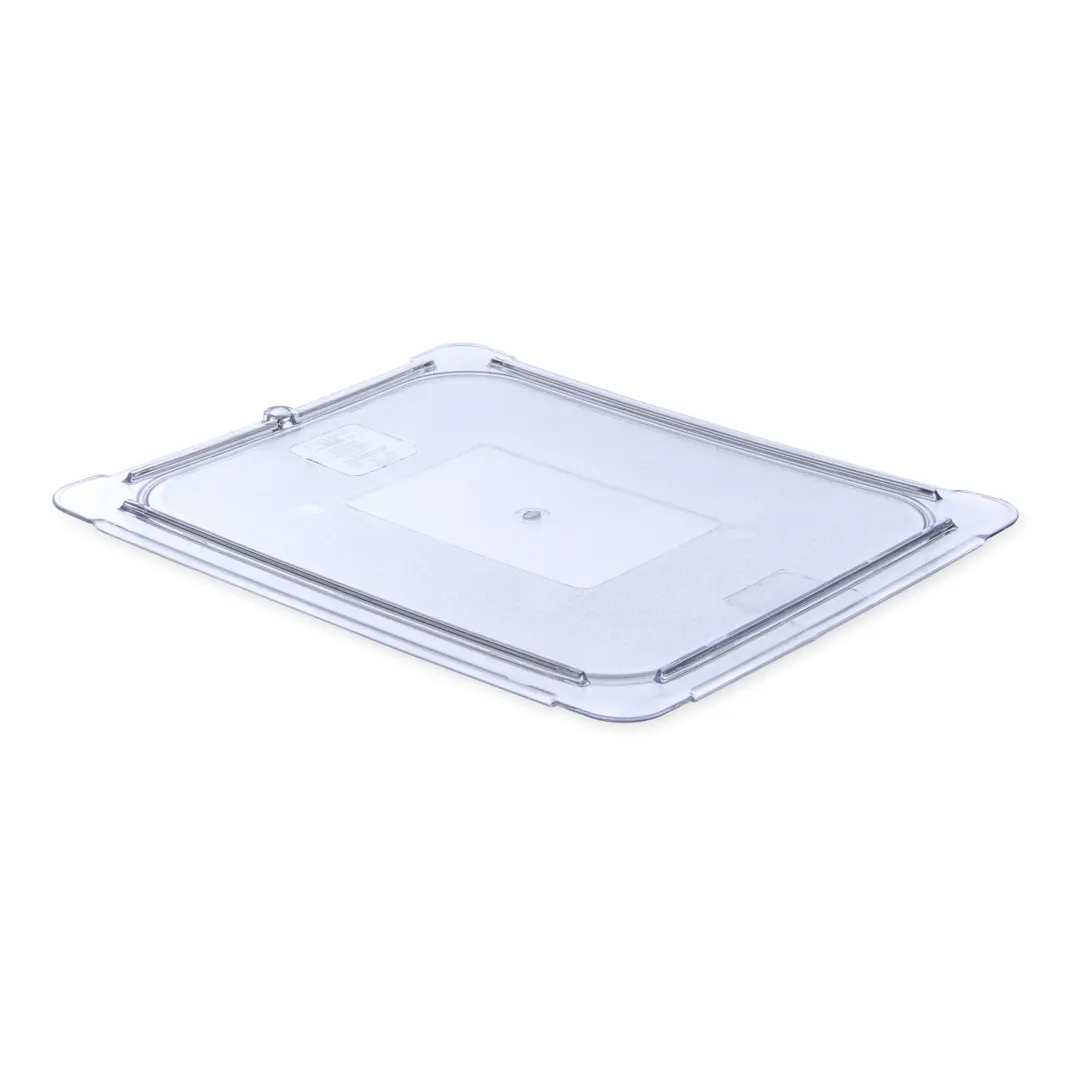 Carlisle 10236U07 StorPlus Universal Lid, 1/2-size, Flat, Polycarbonate, Clear, NSF, Made in USA