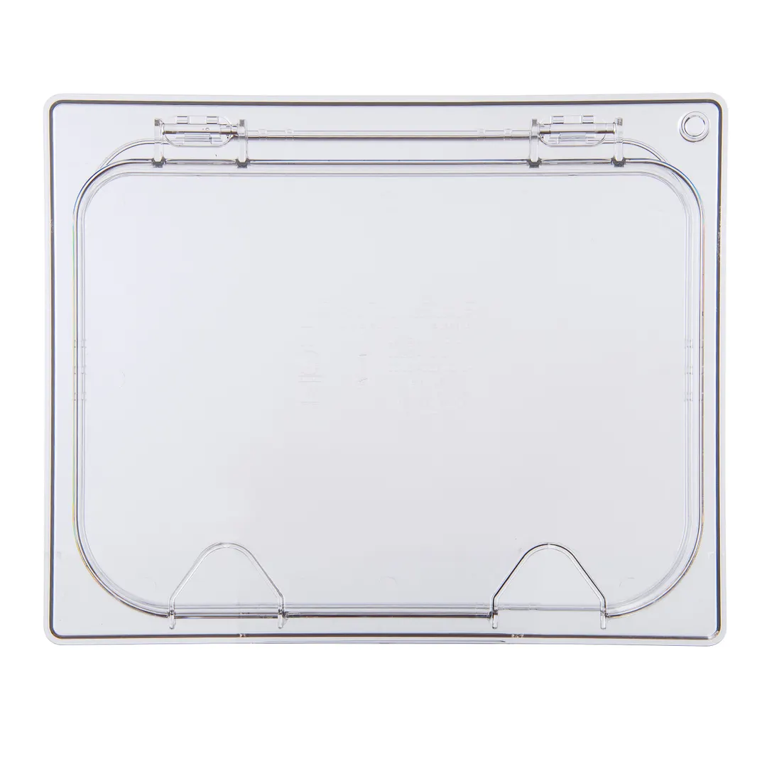 Carlisle 10239Z07 StorPlus EZ Access Universal Lid, 1/2‑Size Hinged Notched Polycarbonate Clear