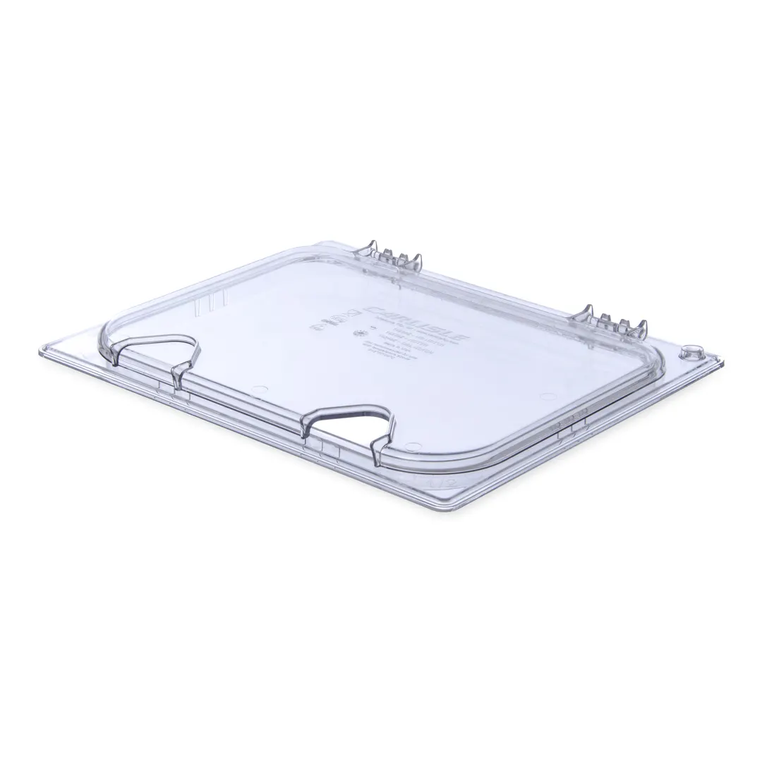 Carlisle 10239Z07 StorPlus EZ Access Universal Lid, 1/2‑Size Hinged Notched Polycarbonate Clear