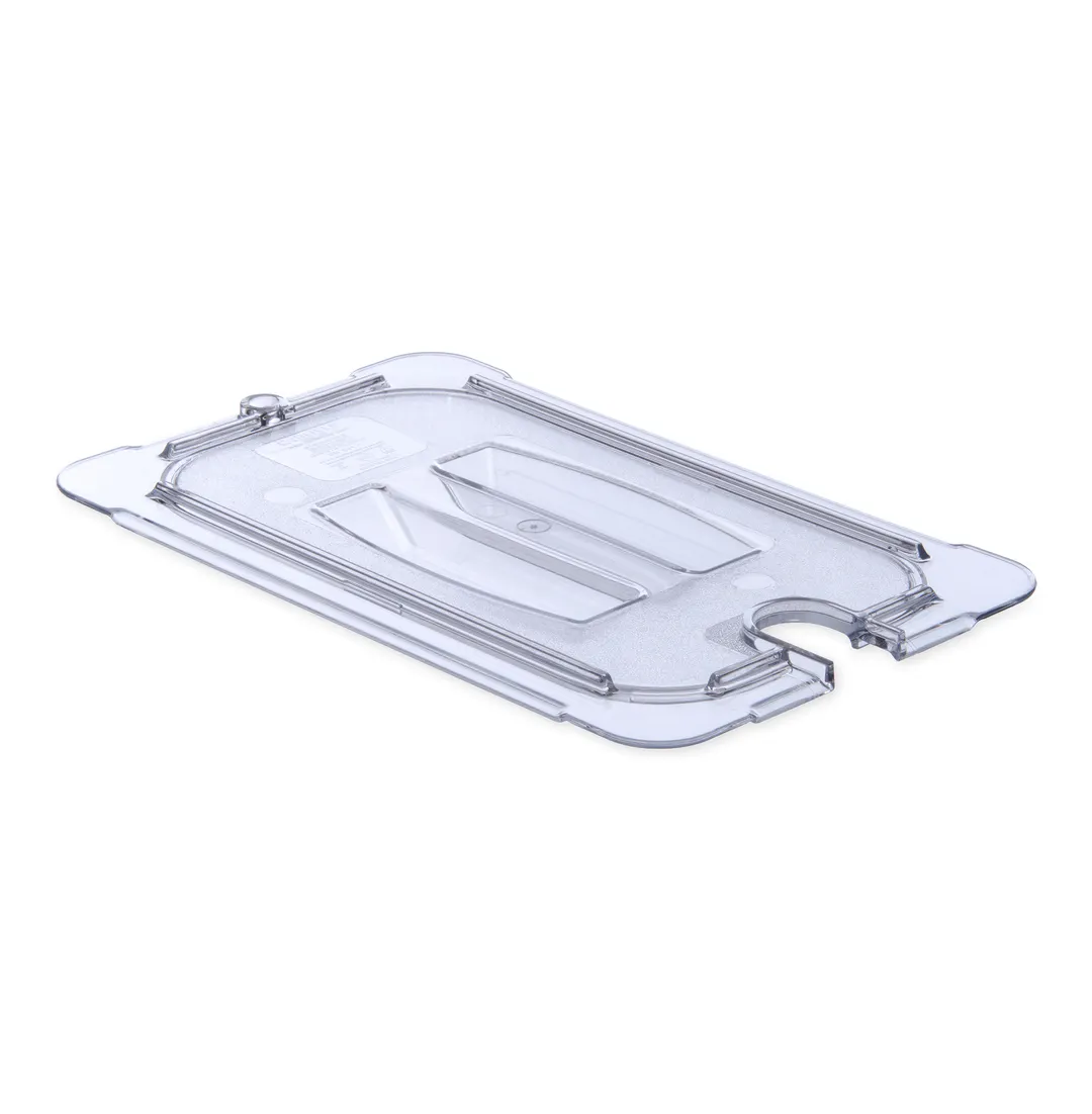 Carlisle 10291U07 StorPlus Lid, 1/4-Size Food Pan, Handled, Notched, Clear Polycarbonate, Safe