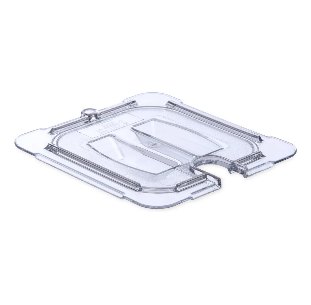 Carlisle 10311U07 Lid, 1/6‑Size Handled Spoon‑Notched, Clear Polycarbonate, Dishwasher Safe