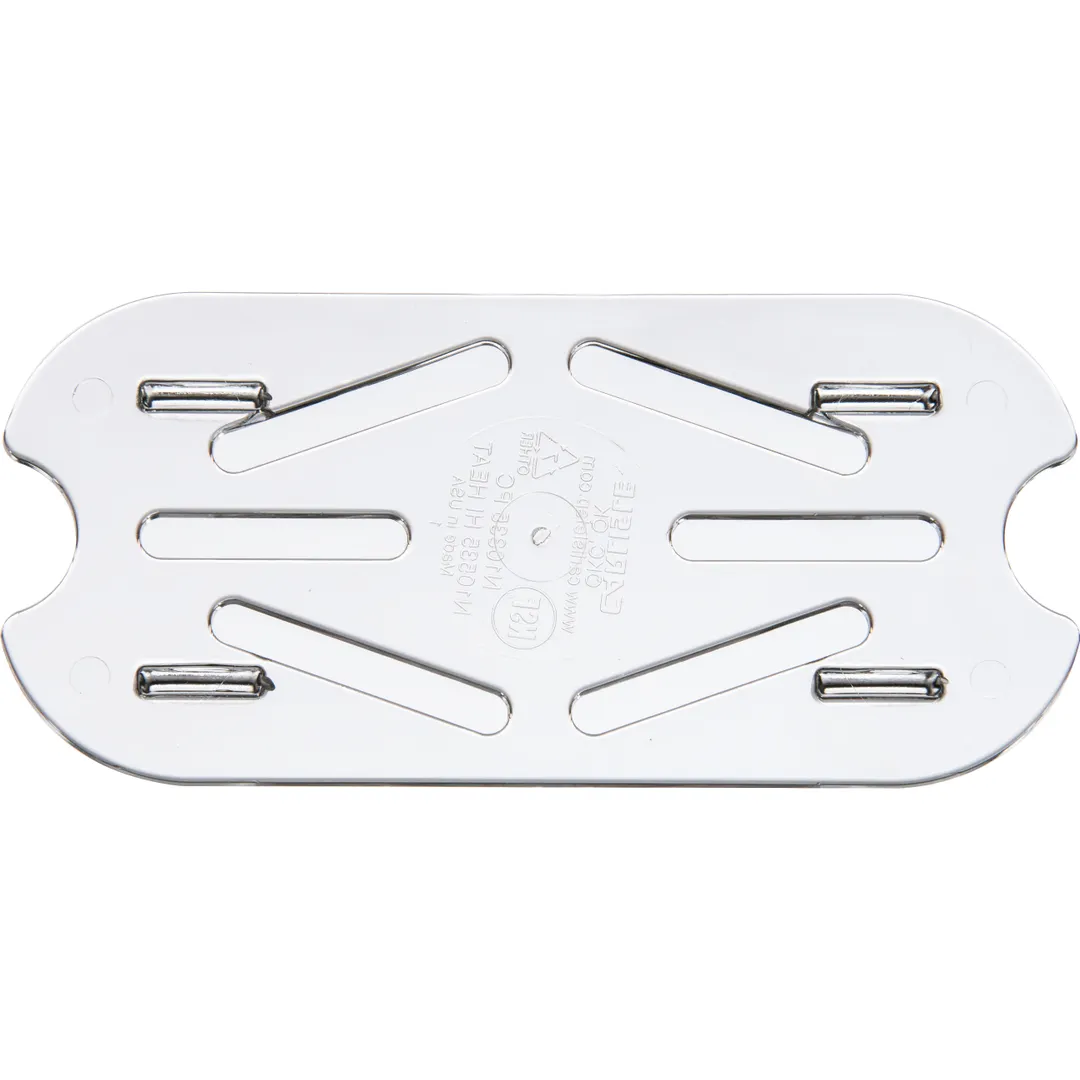 Carlisle 1033507 StorPlus Food Pan Drain Grate, 1/9 Size, Footed, Polycarbonate, Clear