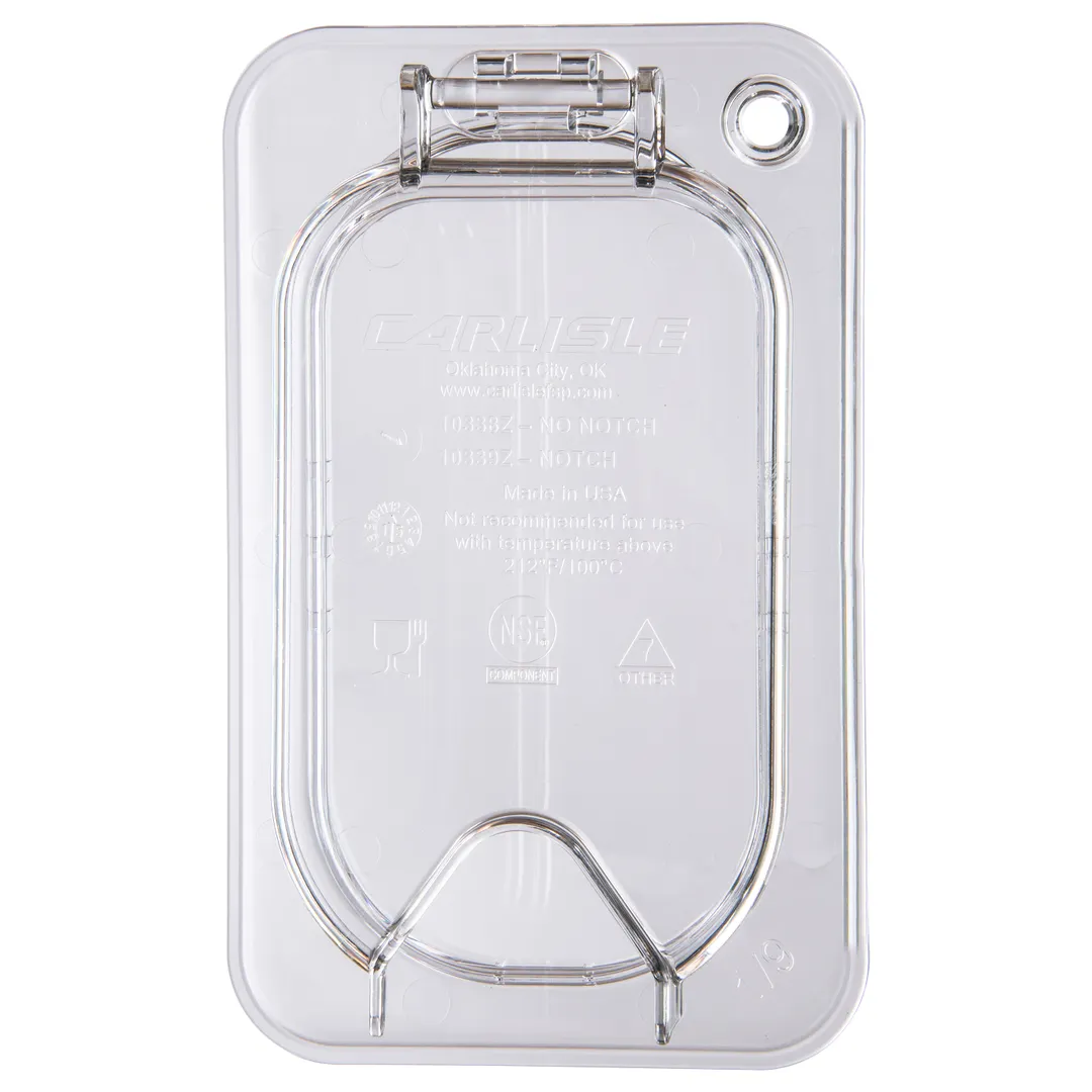 Carlisle 10339Z07 StorPlus EZ Lid, 1/9 Size Food Pan, Polycarbonate, Hinged, Notched, Peg Hole/Handle