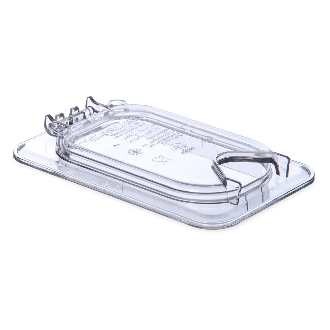 Carlisle 10339Z07 StorPlus EZ Lid, 1/9 Size Food Pan, Polycarbonate, Hinged, Notched, Peg Hole/Handle