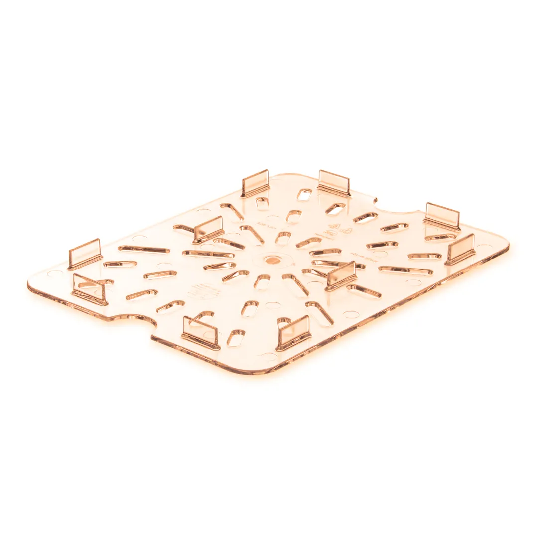 Carlisle 1043513 StorPlus Drain Shelf, 1/2-Size Pan, Footed, Notched, PES Amber, NSF, BPA Free