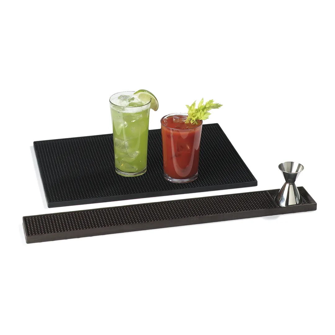 Carlisle 1060103 Bar Mat, 18"L x 12"W, Black Thermoplastic Rubber, Non-Slip, Dishwasher Safe