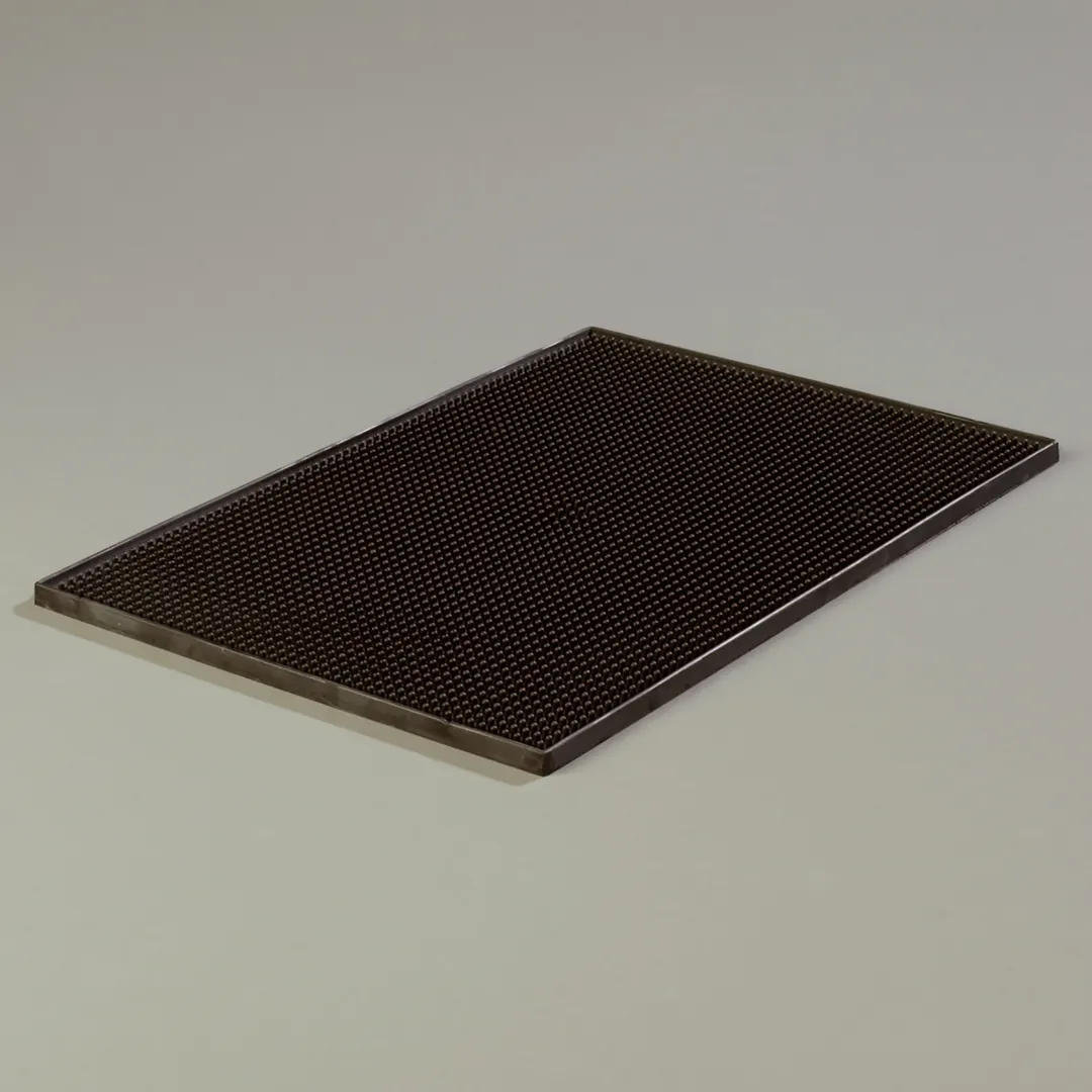 Carlisle 1060103 Bar Mat, 18"L x 12"W, Black Thermoplastic Rubber, Non-Slip, Dishwasher Safe