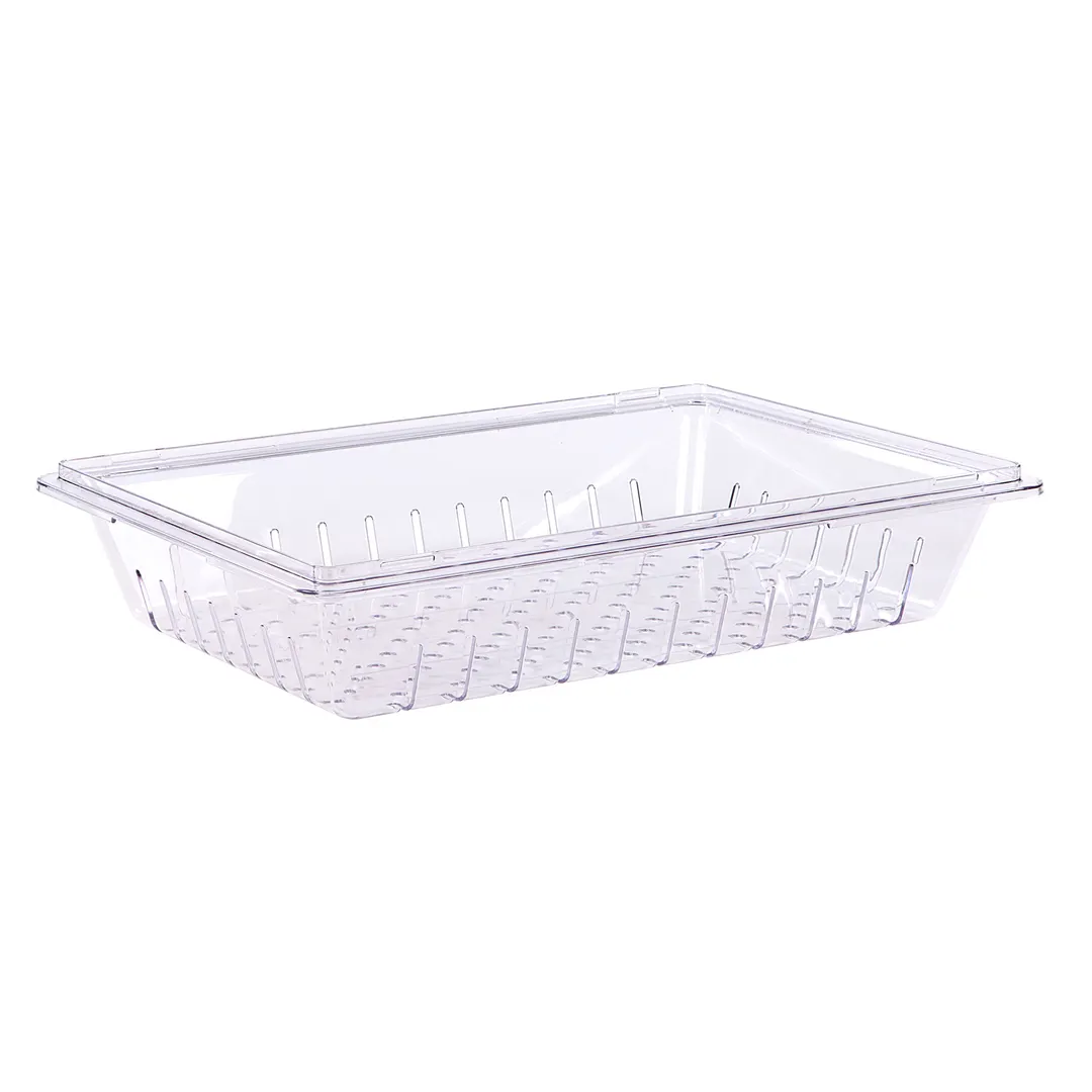 Carlisle 1062807 StorPlus Colander, 26" x 18" x 5", Clear Polycarbonate, Perforated Stackable, NSF