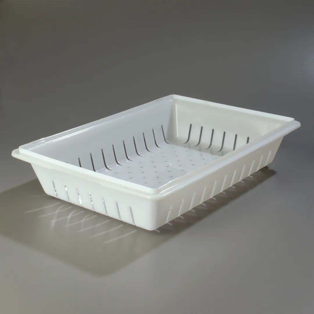 Carlisle 1064802 StorPlus Colander, 26"L x 18"W x 5"H, Perforated/Slotted, Poly, White, NSF
