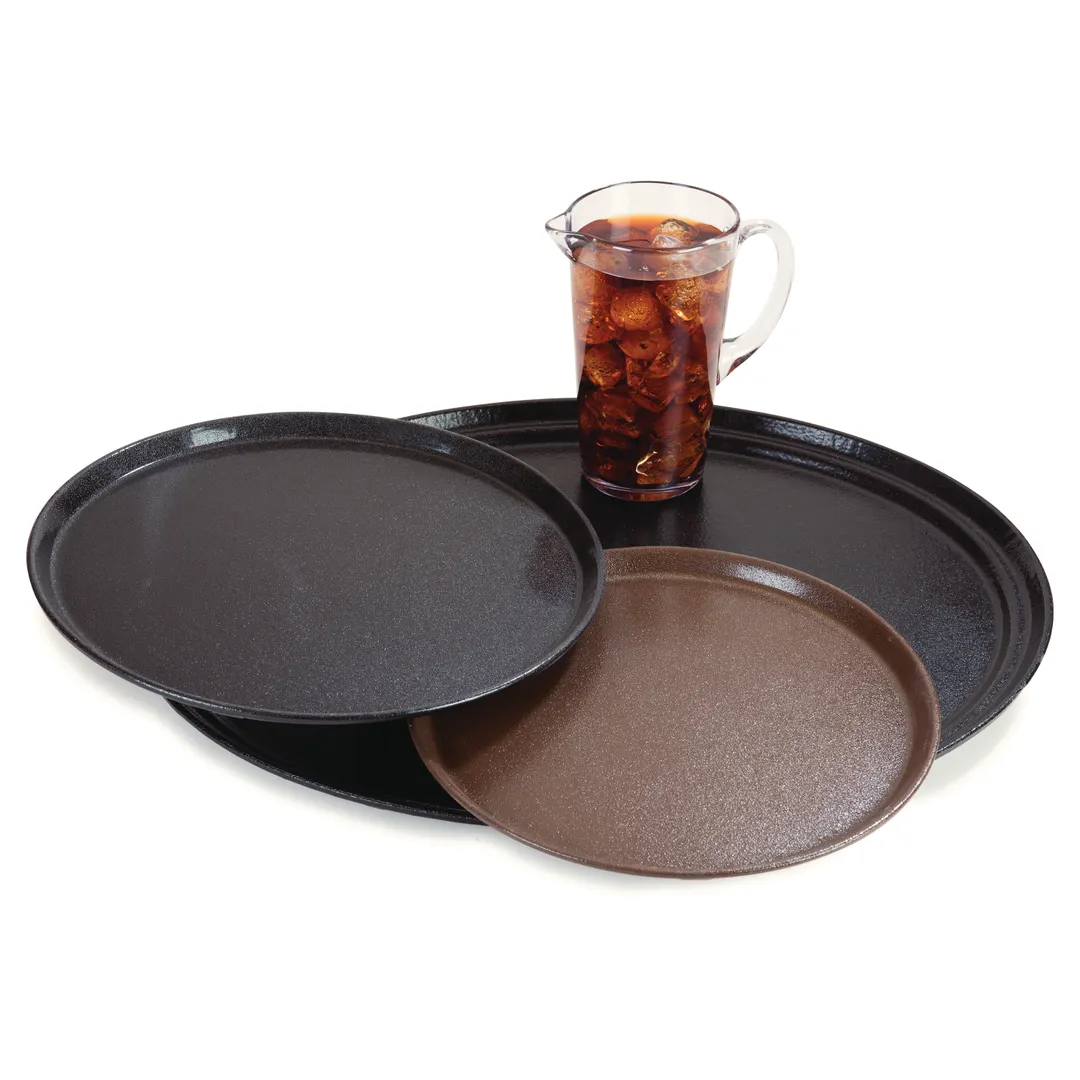 Carlisle 1100GR2076 Griptite Non‑Slip Tray, 11" Round Fiberglass Brown, Stain & Odor Resistant