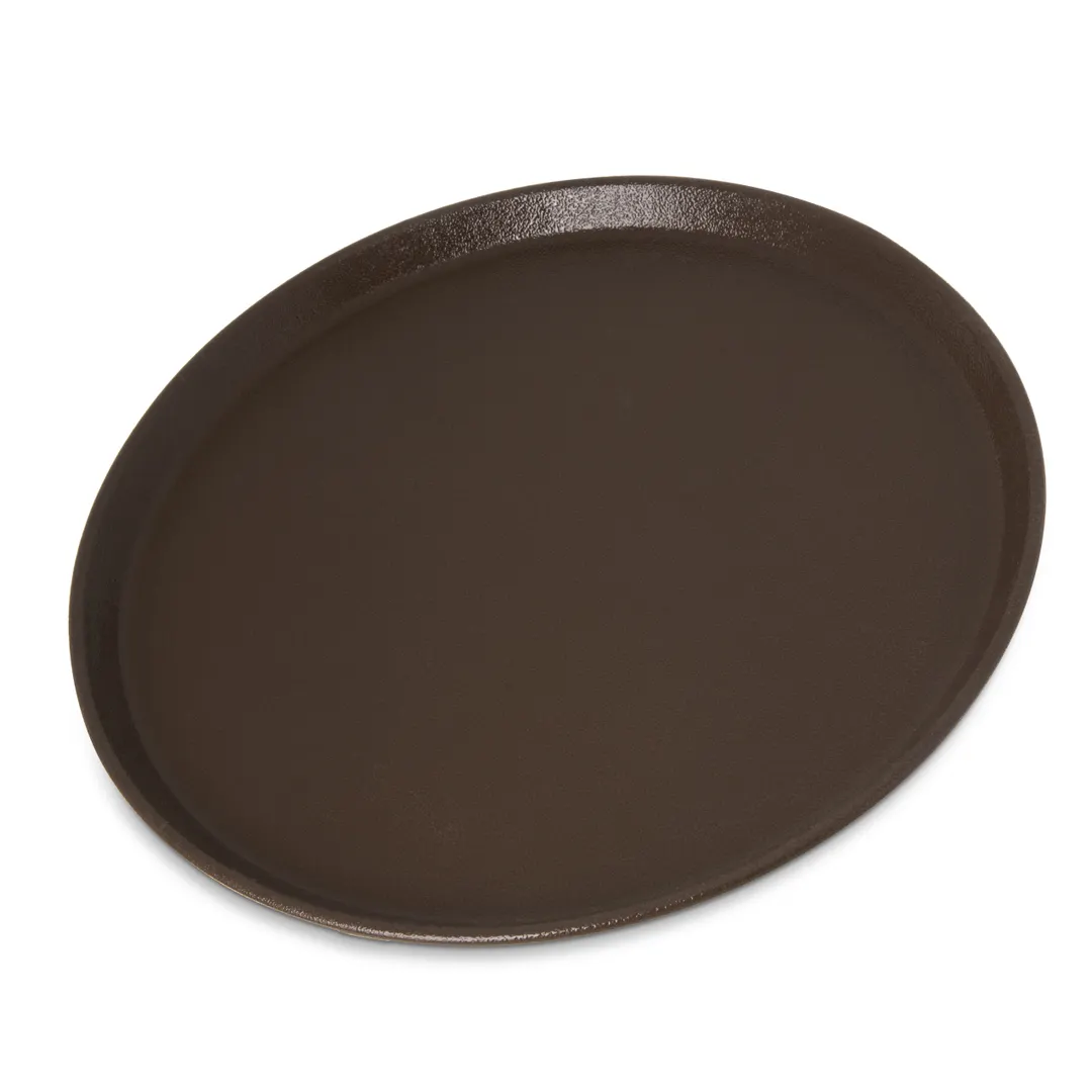 Carlisle 1400GR2076 Non-Slip Serving Tray, 14" Round Fiberglass, Brown, Dishwasher Safe
