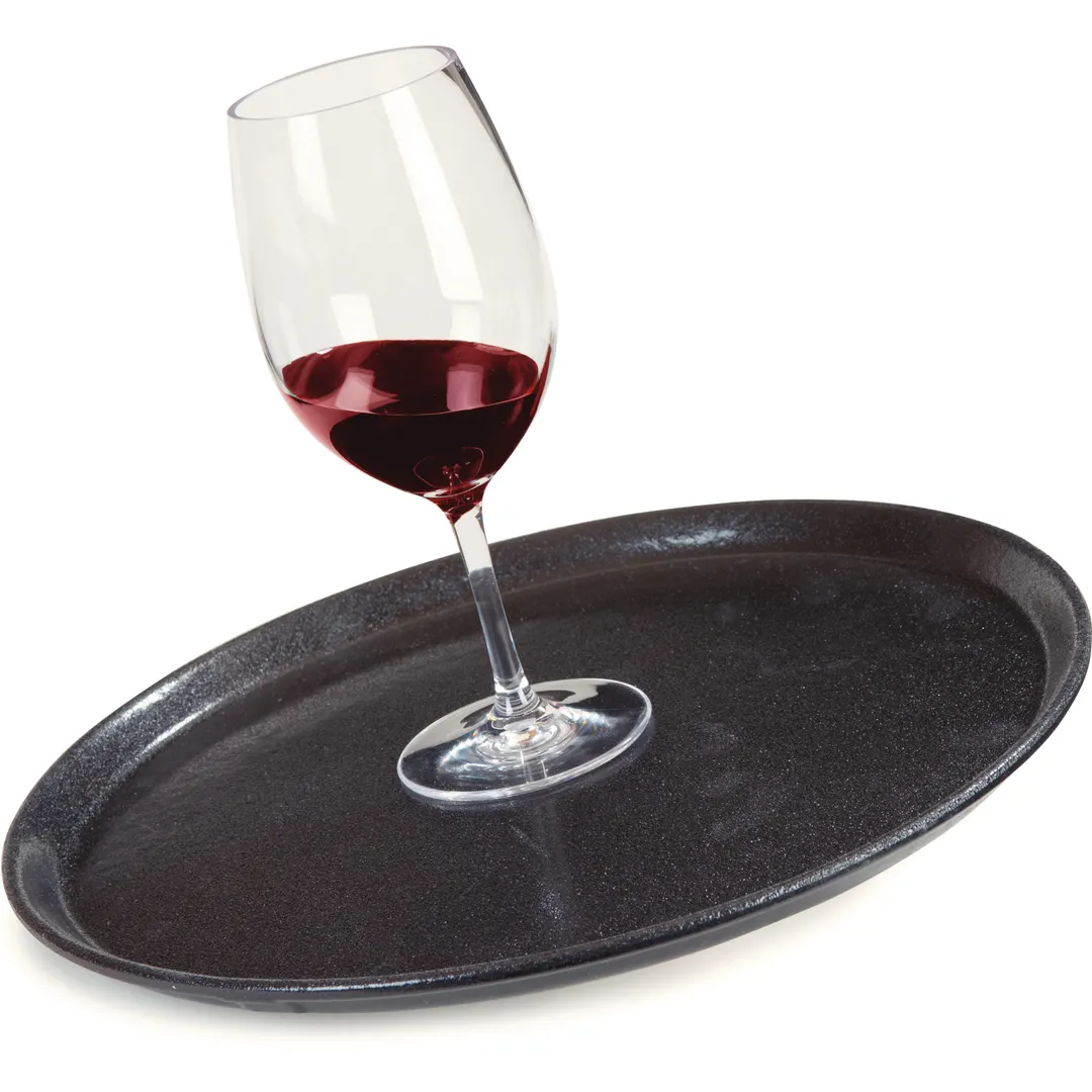 Carlisle 1600GR2004 Griptite Non-Skid Serving Tray, 16" Round, Fiberglass, Black