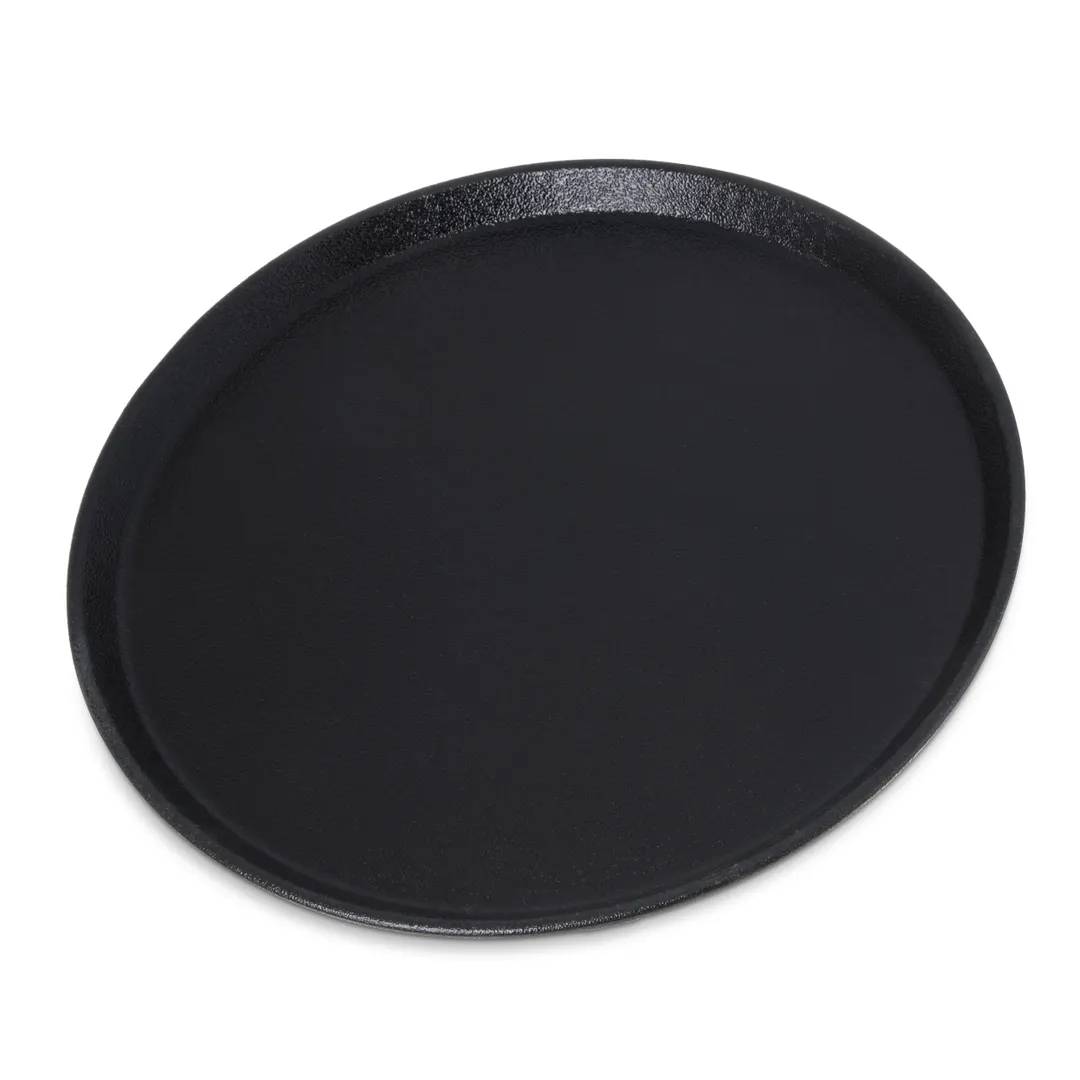 Carlisle 1600GR2004 Griptite Non-Skid Serving Tray, 16" Round, Fiberglass, Black
