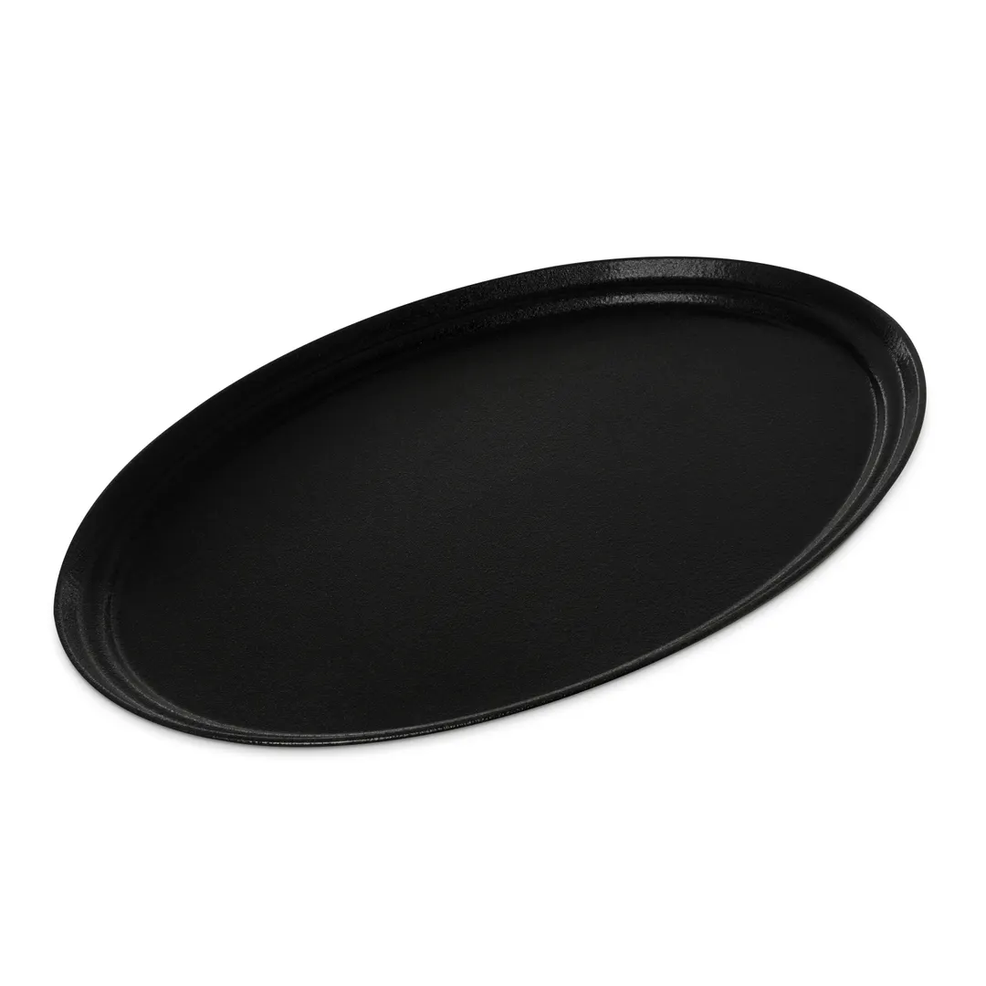 Carlisle 3100GR2004 Non-Skid Oval Serving Tray, 31"L x 24"W, Fiberglass, Black