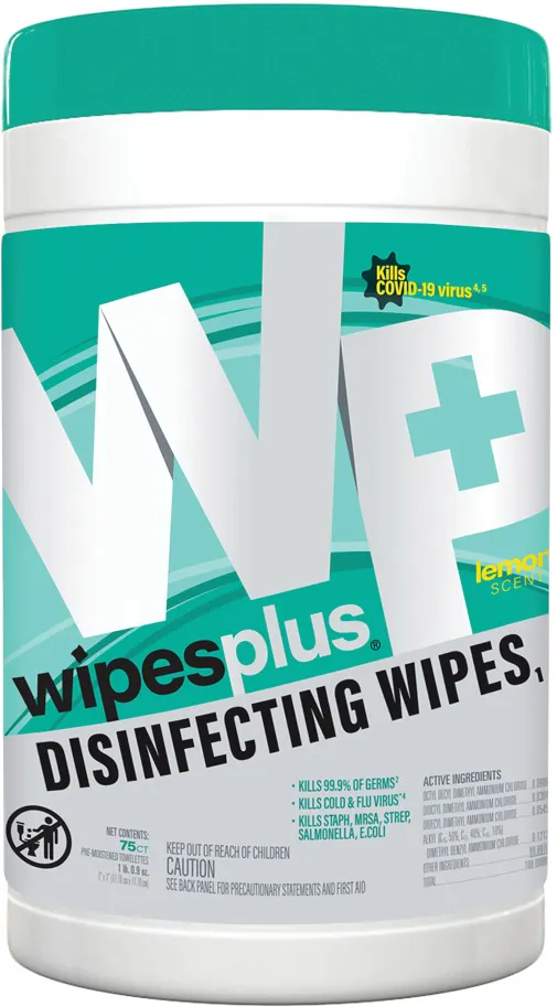Carlisle 33711 WipesPlus Disinfecting Surface Wipes, White, 100 Count, Sold per Case - 12/Case
