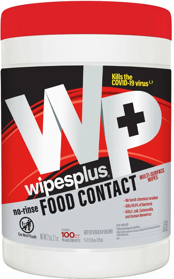 Carlisle 33808 WipesPlus No-Rinse Food Contact Multi-Surface Wipes, White Canister, Sold Per Case
