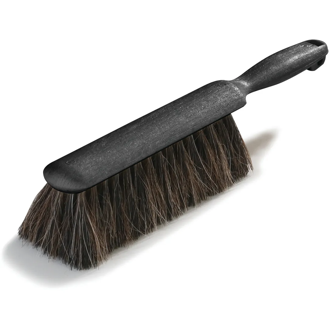 Carlisle 3622503 Counter Bench Brush, 8" Plastic Block, 2-1/2" Gray Horsehair Bristles, Black