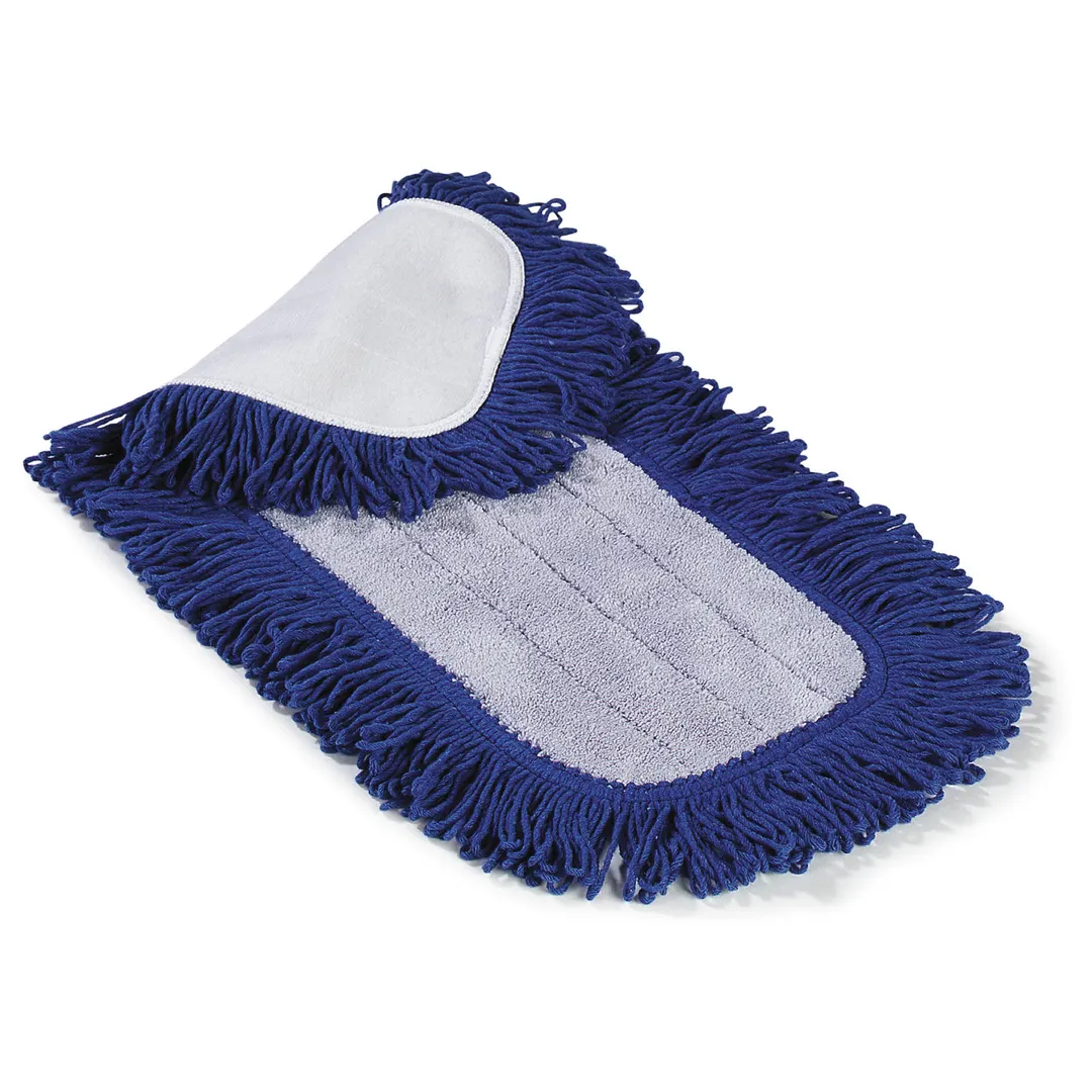 Carlisle 363312414 Flo‑Pac Dry Mop Pad – 24" Blue Head, Cut‑End, Microfiber Loop Fringe, Poly Blend