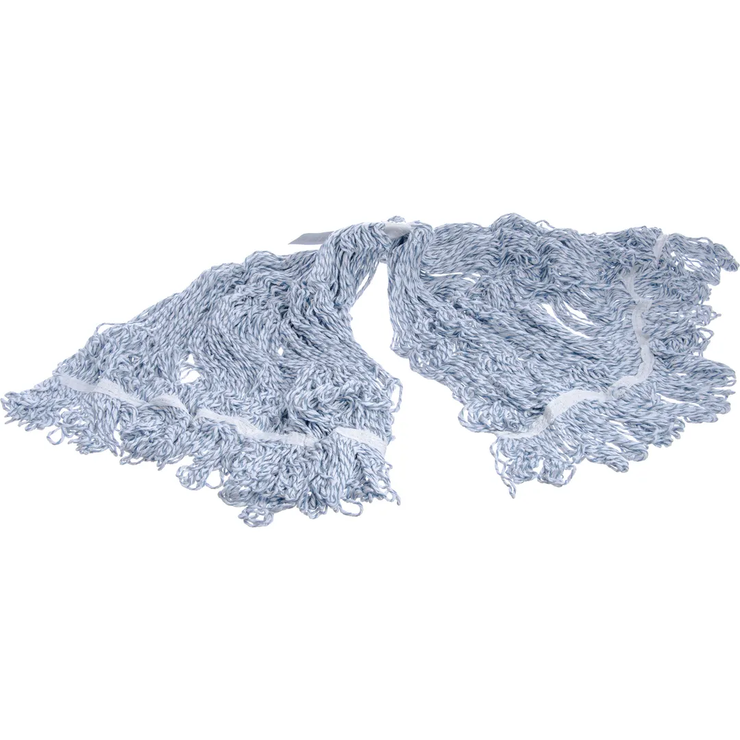 Carlisle 369674B14 Flo-Pac Mop Head - 4-Ply Loop-End, Blue Rayon-Cotton Yarn, White -1/2" Vinyl Band