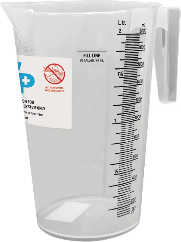 Carlisle 38120 WipesPlus Measuring Cup, 64 oz., Clear Plastic, Food-Safe, Large Capacity - 1/Case