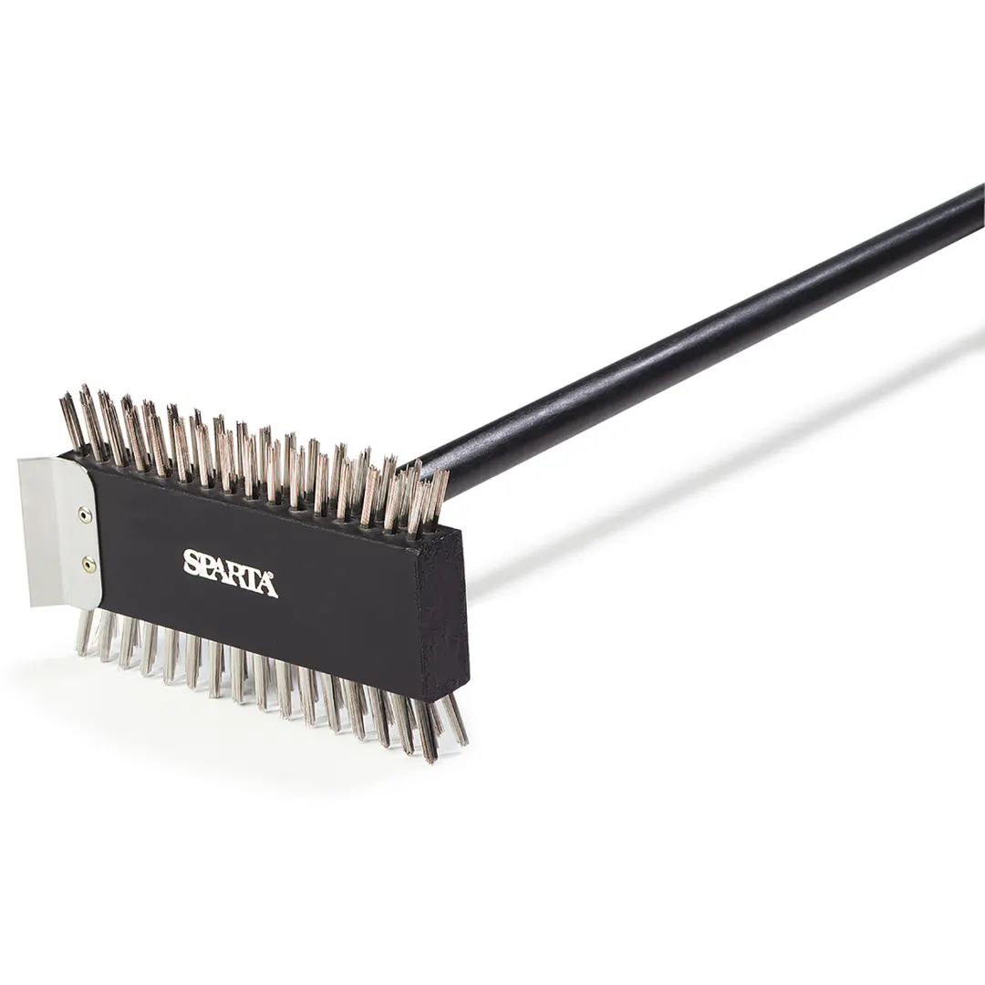 Carlisle 4029000 Sparta Broiler Master Brush – 30‑1/2" Wood Handle, 1" Stainless Bristles, Scraper