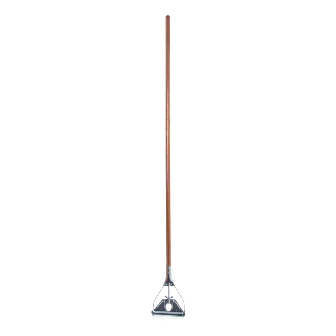 Carlisle 4034000 Quick‑Change Mop Handle, 63" Wood Handle with Metal Head, 1‑1/8" Quick Release