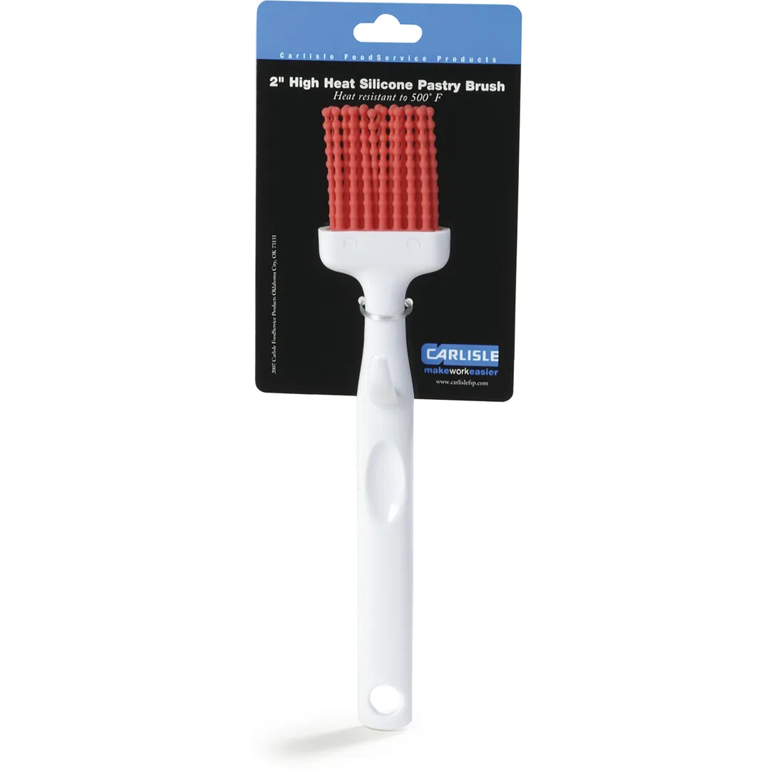 Carlisle 4040305 Pastry Brush, 2" Wide Red Silicone Bristles, Heat‑Resistant to 500°F, Dishwasher Safe