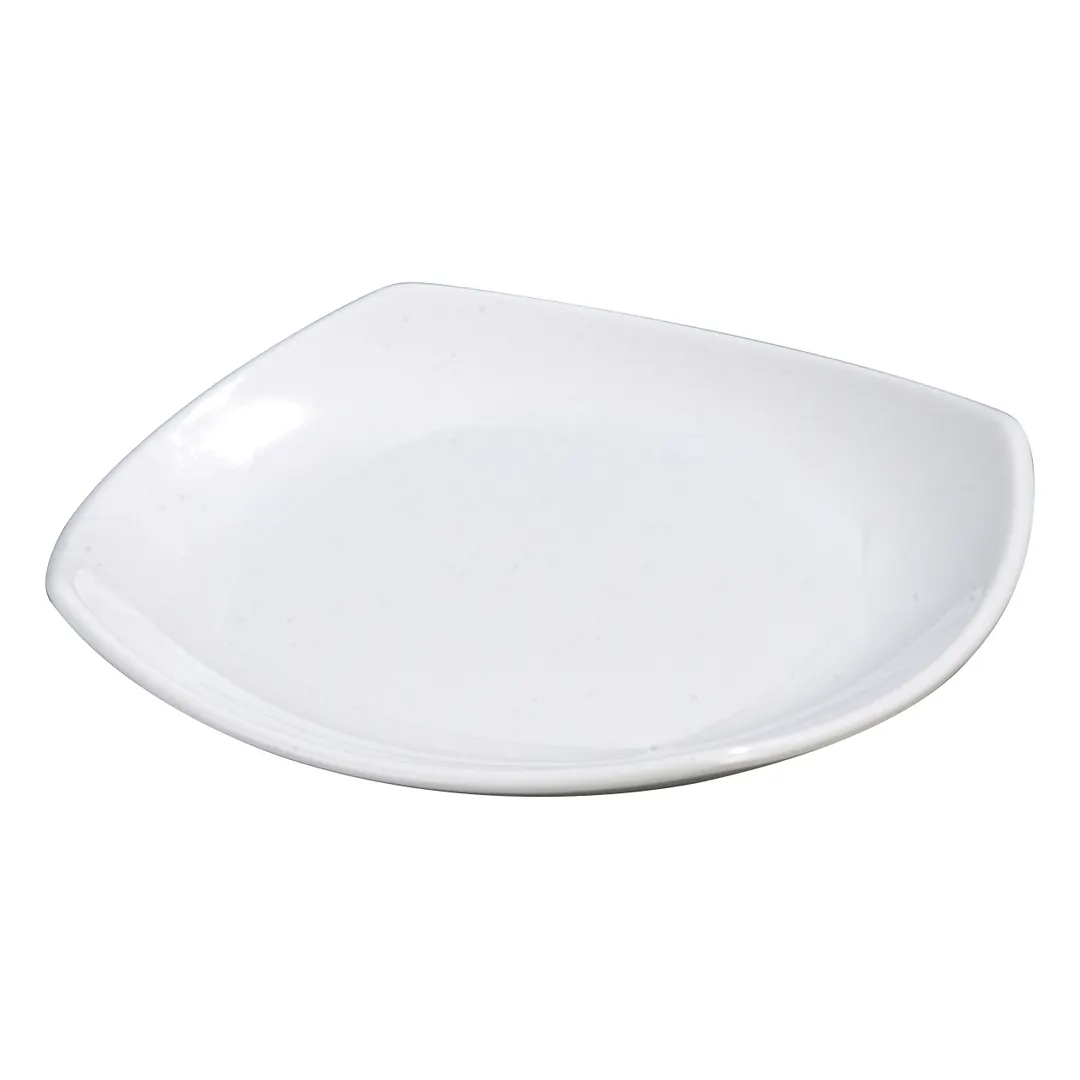 Carlisle 4330602 Plastic Plate, 9.5" x 9.5", White Melamine, Rolled Edge Rim, Dishwasher Safe