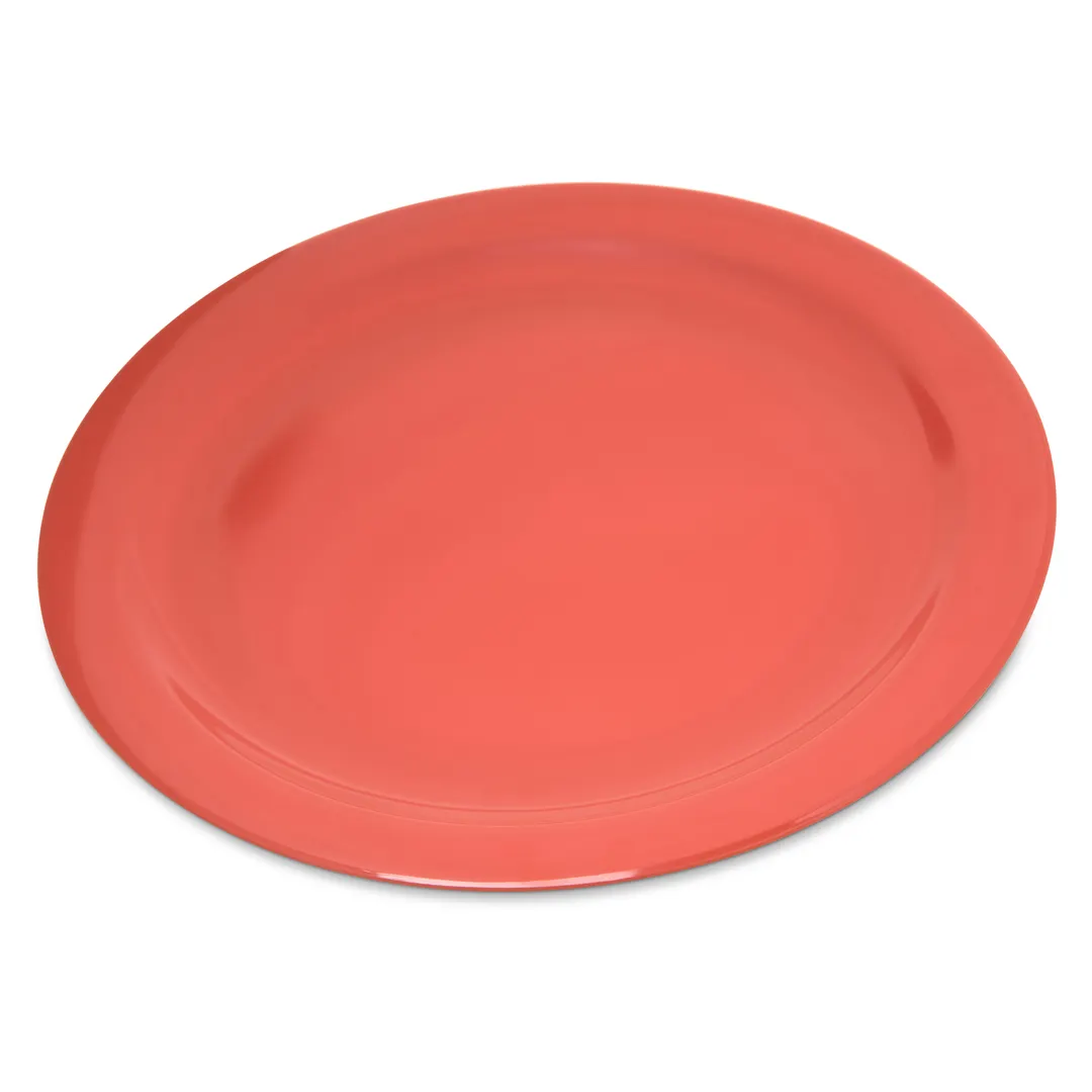 Carlisle 4350052 Dinner Plate, 10.2" Diameter, Rim Foot, Dishwasher Safe Melamine, Sunset Orange