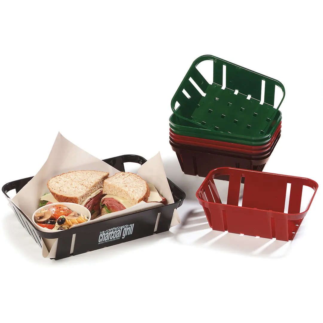 Carlisle 4403103 Munchie Basket – 10"3/8 L x 8" W x 2"1/2 H ABS Plastic, Black, Dishwasher Safe