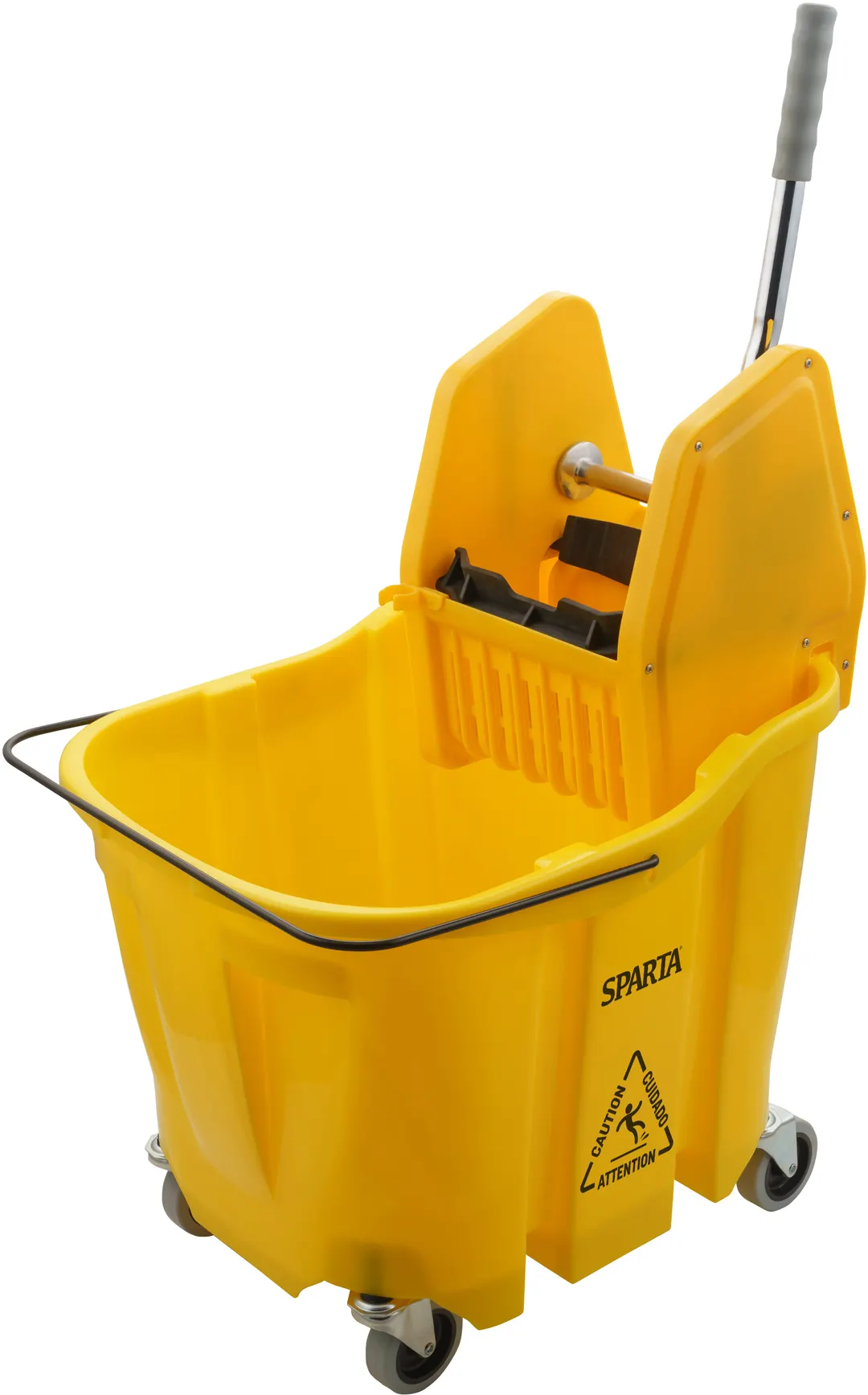 Carlisle 4690404 OmniFit Mop Bucket Combo, 35-Quart Yellow Down‑Press Wringer, Plastic Construction
