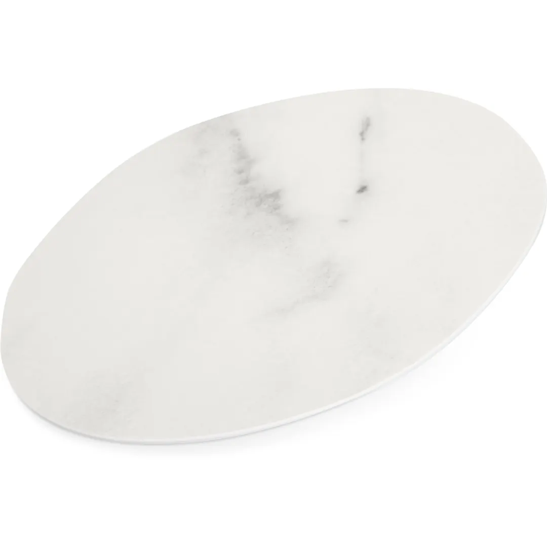 Carlisle 5310437 Ridge Plate - 9" White Marble Melamine Plate, Dishwasher Safe, NSF Certified