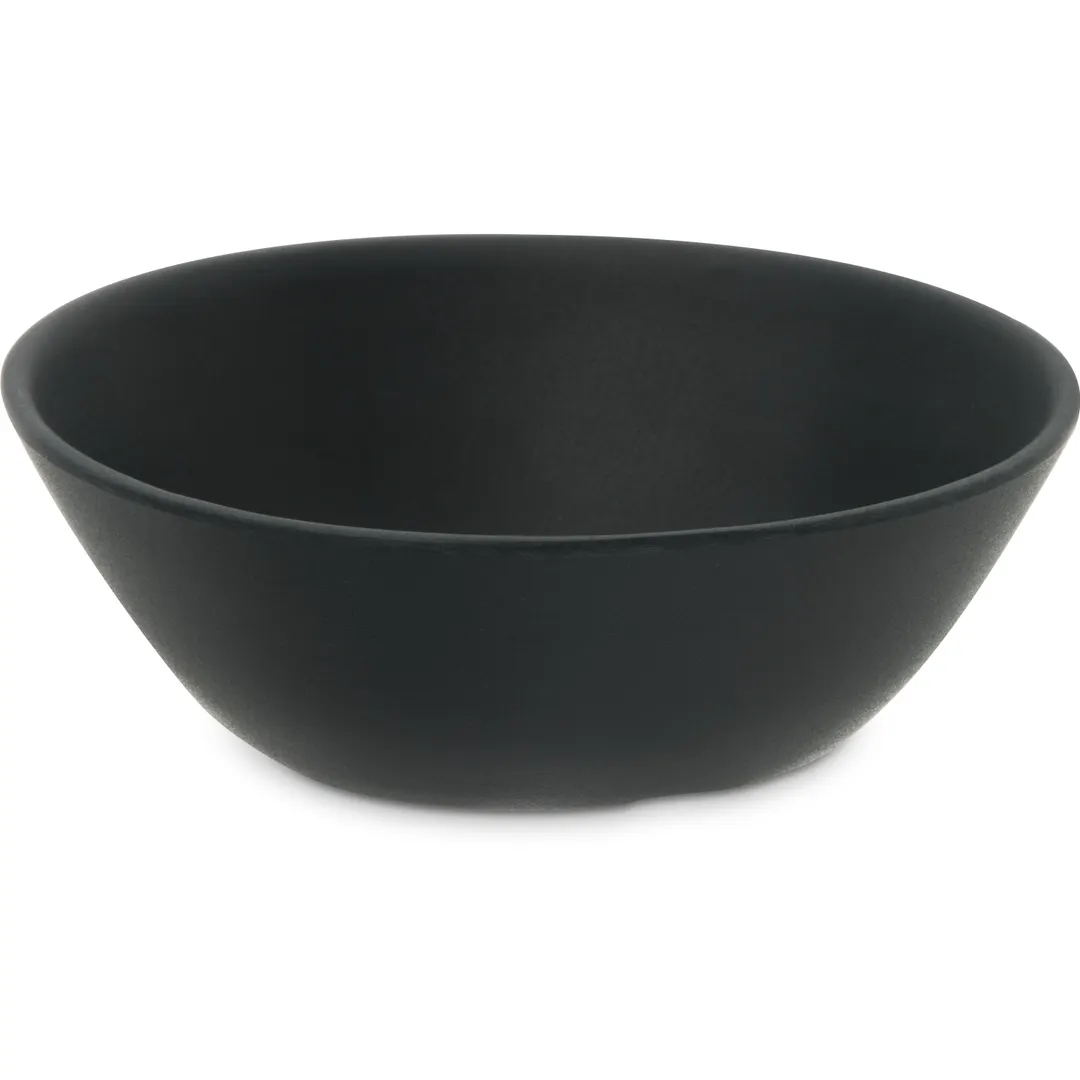 Carlisle 5311038 Ridge Bullion Bowl, 4" (8‑9 oz) Black Melamine, Stain‑Resistant, Dishwasher Safe
